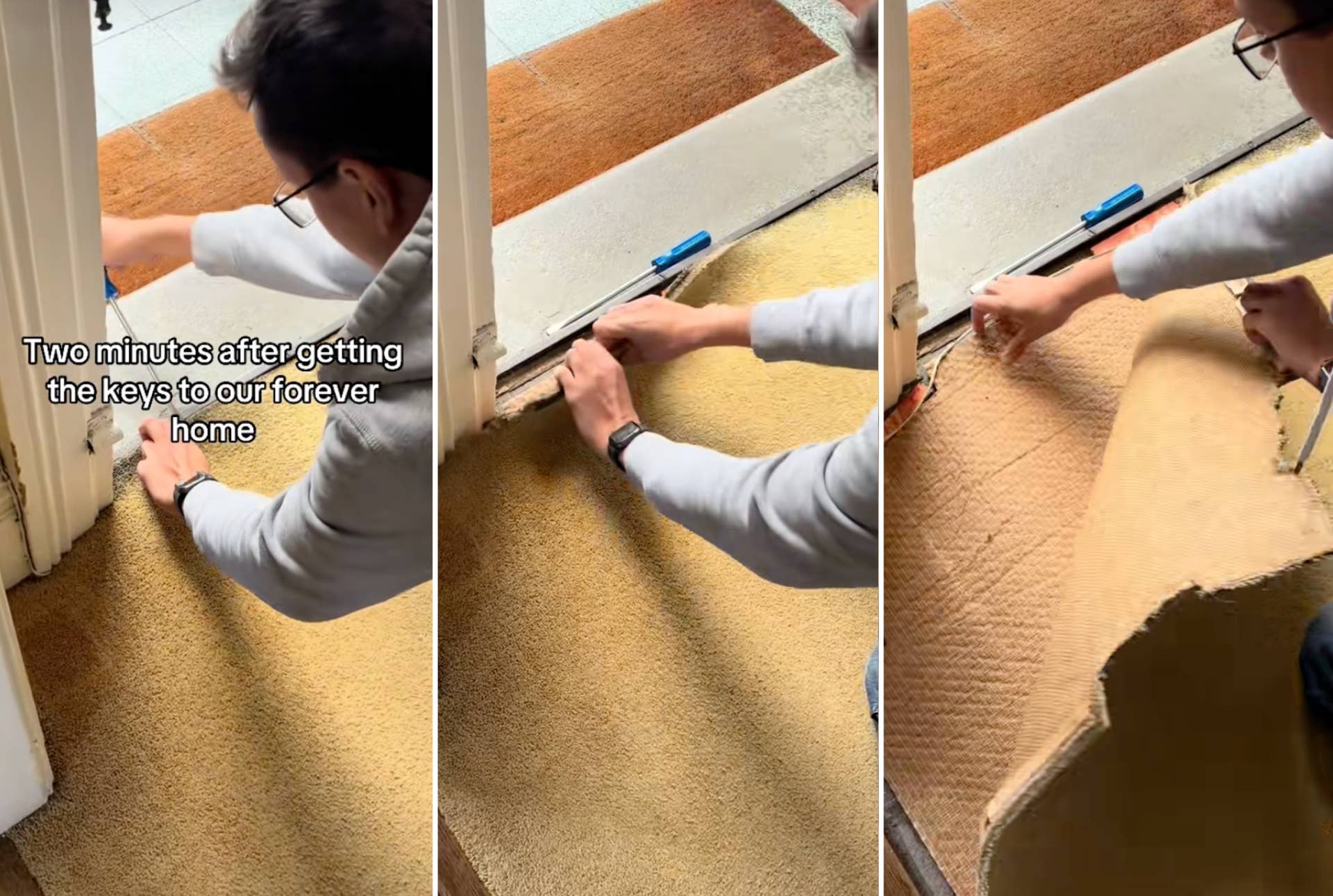 New Homeowners Go Viral for Finding Stunning Flooring Under a Carpet ...