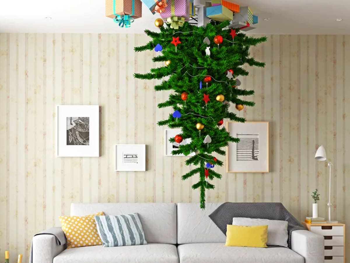Christmas tree hanging from ceiling sale