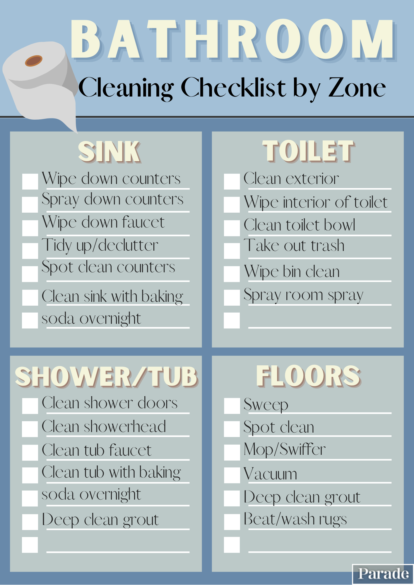 Bathroom Cleaning Checklist 10 Free Printable Options Parade Home Bathroom Cleaning Checklist 10 Free Printable Options Parade Home